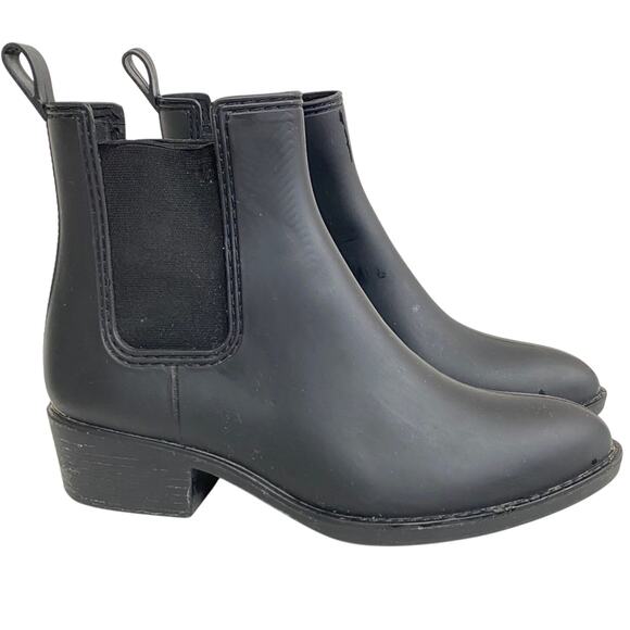 Jeffrey Campbell Black Pull on Rain Boots Chelsea Bootie Havana Rubber US 8 - Picture 1 of 11